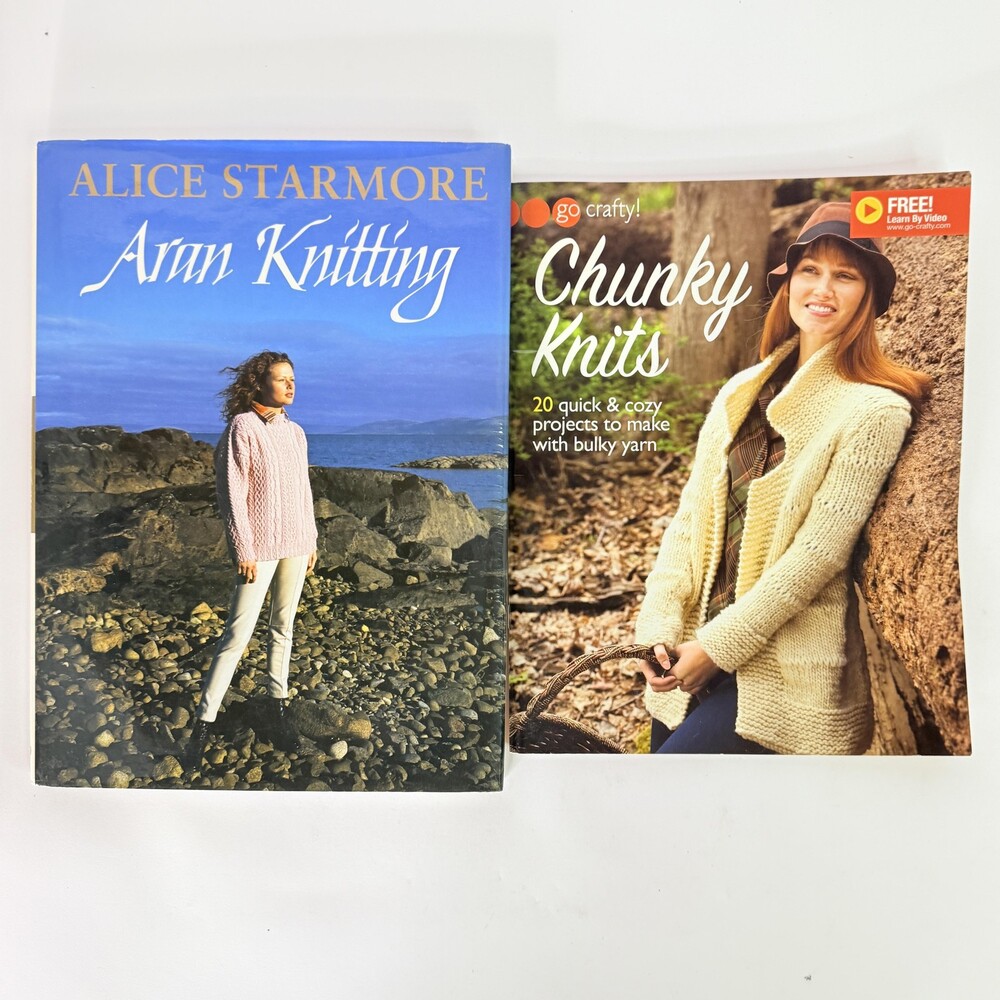 Lot 2 Aran Knitting Chunky Knits Alice Starmore HC PB Pattern Set Bulky Yarn